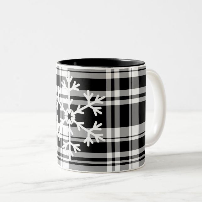 Tasse 2 Couleurs Boug de café Plaid Snowflake (Devant droit)