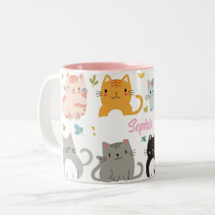 Tasse 2 Couleurs Boug de chat personnalisées - Cadeau de nom person