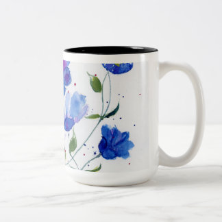 Tasse 2 Couleurs Boug de concepteur d'aquarelle - Beaux bleus vibra