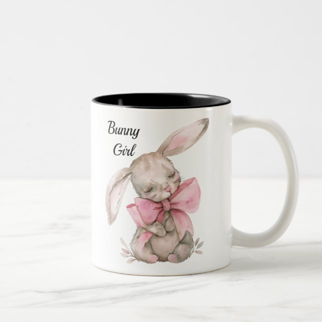 Tasse 2 Couleurs Boug de lapin personnalisé - Coupe de lapin mignon (Droit)