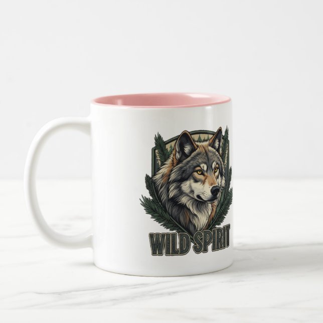 Tasse 2 Couleurs Boug de loup d'esprit sauvage (Gauche)