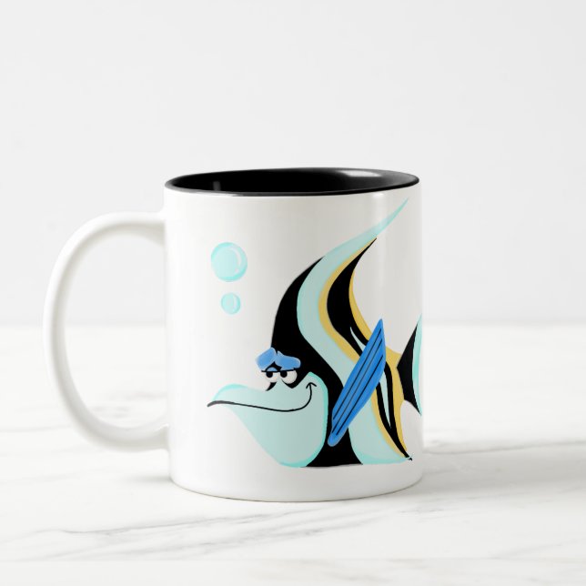 Tasse 2 Couleurs Bouge de café avec poisson ange clair et serein (Gauche)