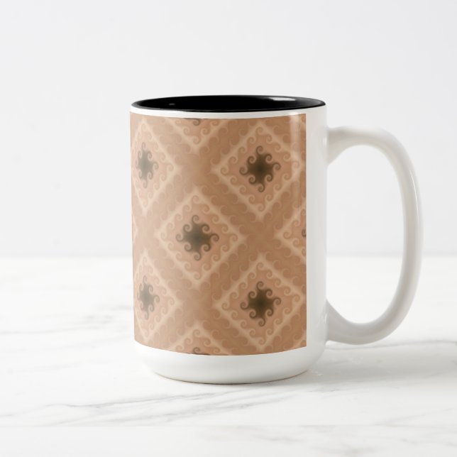 Tasse 2 Couleurs Bouge de café Motif Brown de diamants (Droit)