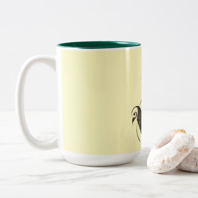Tasse 2 Couleurs Bouge d'oiseau feuilleté (Avec donut)