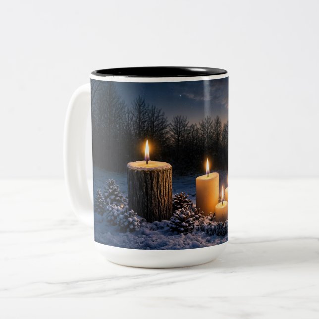 Tasse 2 Couleurs Bougies Inspirées de Solitsice dans la Neige (Devant gauche)