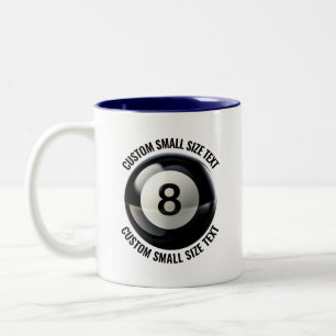 Tasse 2 Couleurs Boule 8 & Petit Texte BLEU NAVY 11oz Personnalisé