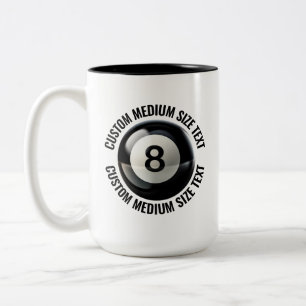 Tasse 2 Couleurs Boule 8 & Texte Moyen NOIR 0,45L Personnalisé