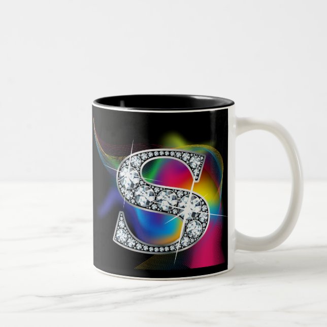 Tasse 2 Couleurs Boule de diamant "S" sur boule arc-en-ciel (Droit)