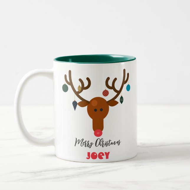 Tasse 2 Couleurs Boule de Noël Fantaisiste de Renne de Vacances Mig (Gauche)