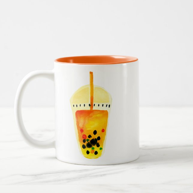 Tasse 2 Couleurs Boule de thé boba aquarelle art (Gauche)