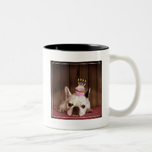 Tasse 2 Couleurs Bouledogue français avec le petit gâteau