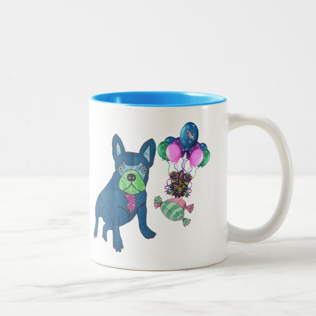 Tasse 2 Couleurs Bouledogue français Cartoon (Droit)