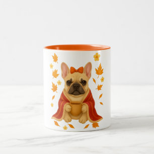 Tasse 2 Couleurs Bouledogue Français dans une couverture   Boisson 