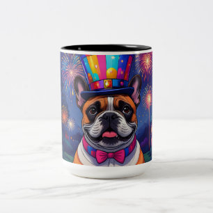 Tasse 2 Couleurs Bouledogue français Nouvel An