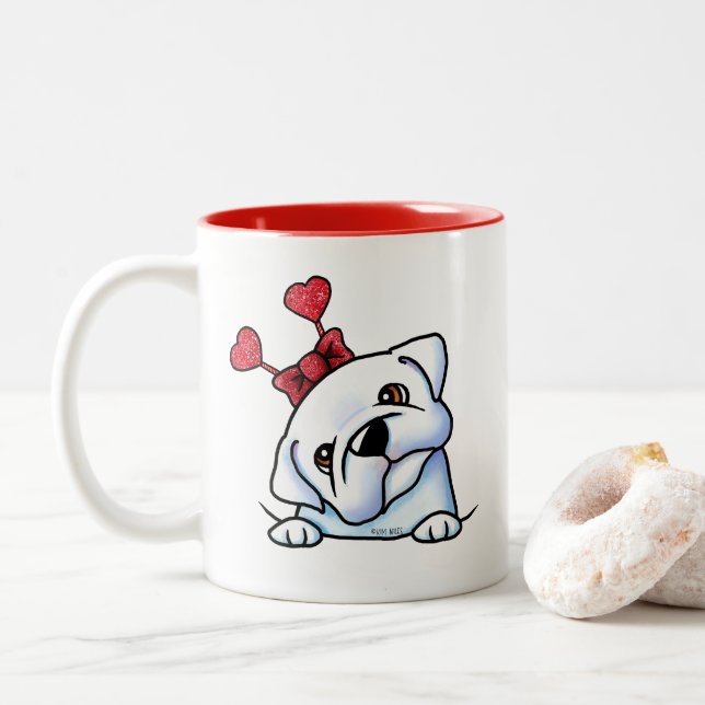 Tasse 2 Couleurs Bouledogue Valentine (Avec donut)