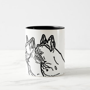 Tasse 2 Couleurs Bouledogues français avec cœur French Bulldog
