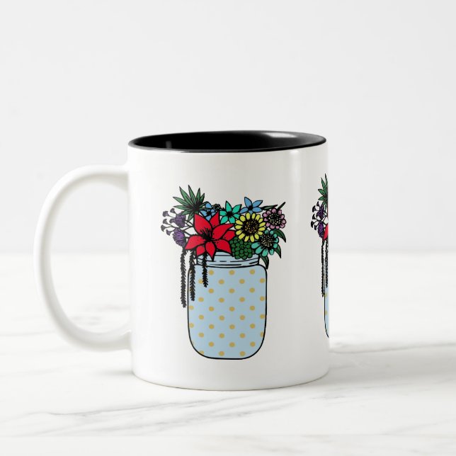 Tasse 2 Couleurs Bouquet arrangement de fleurs (Gauche)