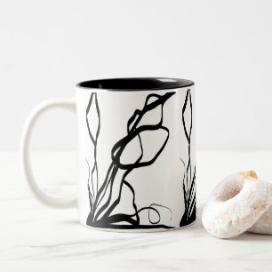 Tasse 2 Couleurs Bouquet Blanc : Abstrait blanc & noir