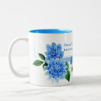 bouquet bleu dahlia avec citation sage
