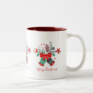 Tasse 2 Couleurs Bouquet de cloches de Noël Joyeux Noël Typographie