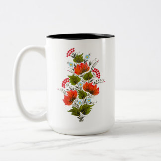 Tasse 2 Couleurs Bouquet floral élégant Art folklorique