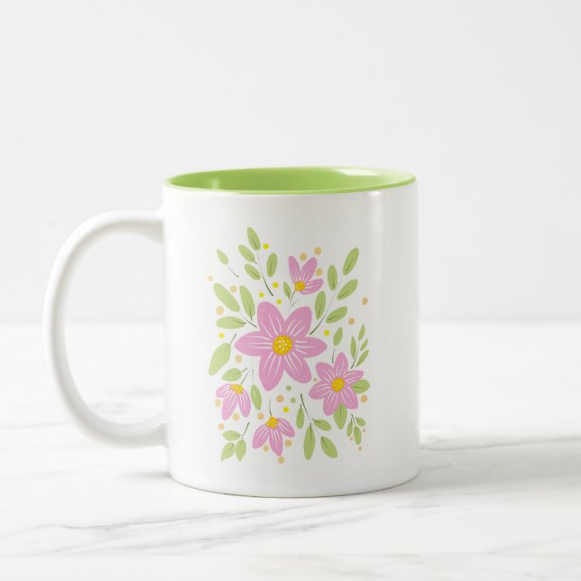 Tasse 2 Couleurs Bouquet floral rose Plum doux (Gauche)