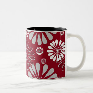 Tasse 2 Couleurs Bourgogne et floral gris