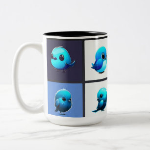 Tasse 2 Couleurs Bouteille avec joli dessin d'oiseaux bleus, art or