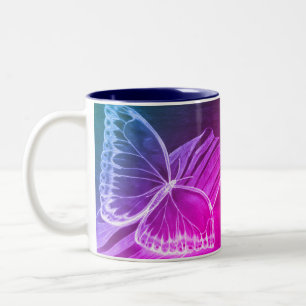 Tasse 2 Couleurs Bouteille de café papillon pourpre