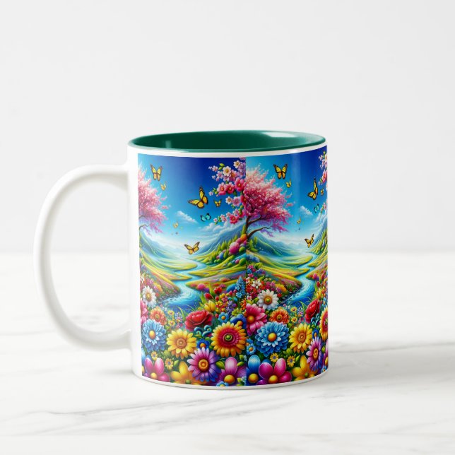 Tasse 2 Couleurs Bouteille de champ de fleurs (Gauche)