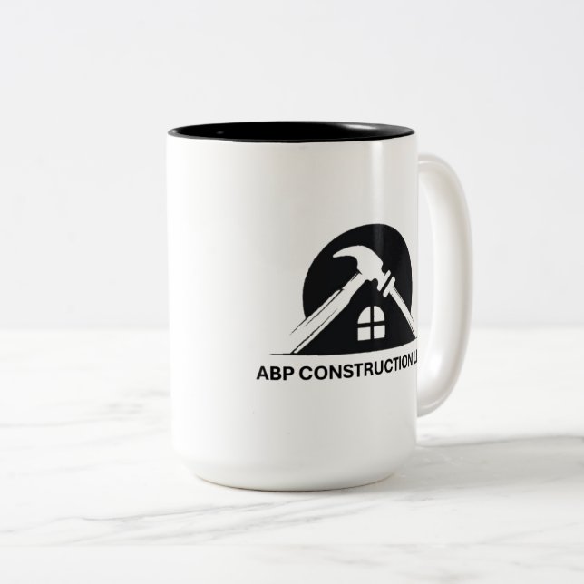 Tasse 2 Couleurs Bouton de logo de l'entreprise de construction ABP (Devant droit)