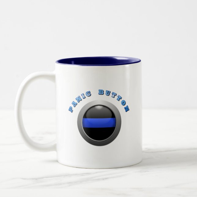 Tasse 2 Couleurs Bouton mince de ligne bleue Globe & Panic (Gauche)