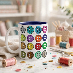 Tasse 2 Couleurs Boutons de couture colorés Mode Tailleur