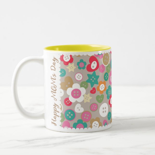 Tasse 2 Couleurs Boutons de couture d'amour gris (Gauche)
