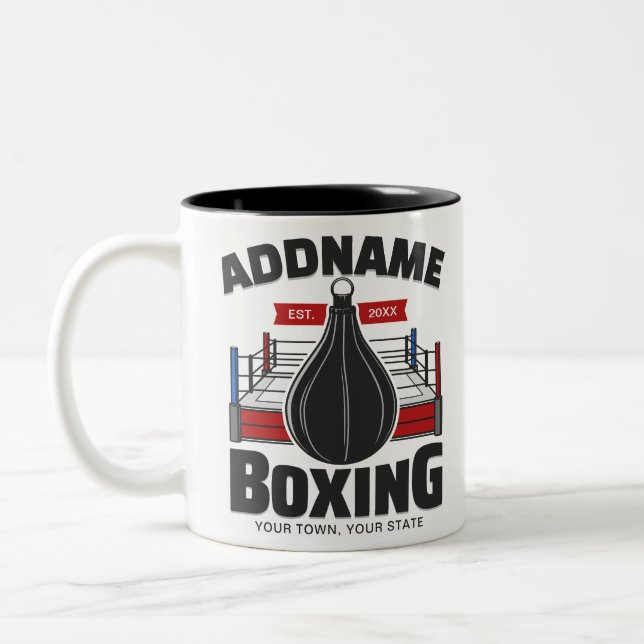 Tasse 2 Couleurs Boxe Anneau AJOUTER NOM Boxer Gym Speed Sac (Gauche)