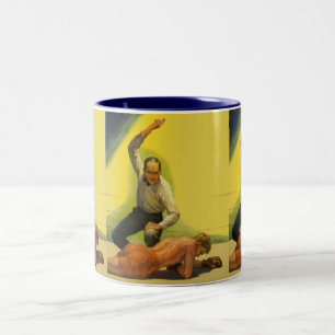 Tasse 2 Couleurs Boxe sportive Vintage, arbitre avec Boxer Knockout