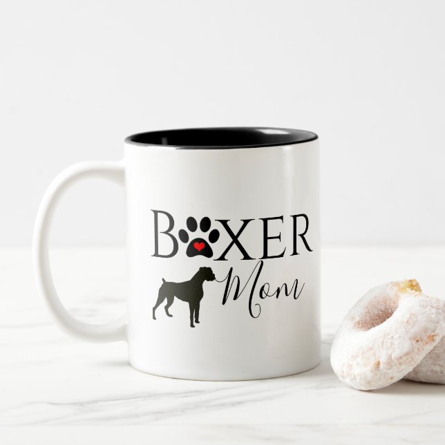 Tasse 2 Couleurs Boxer Mom - Dog Pawprint (Avec donut)