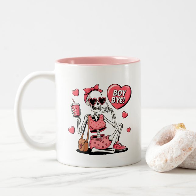 Tasse 2 Couleurs Boy Bye Funny Anti-Valentin (Avec donut)