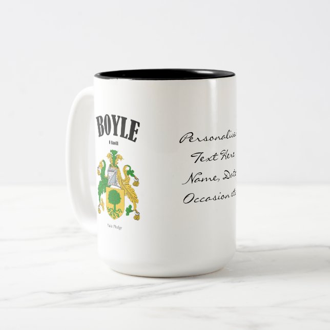 Tasse 2 Couleurs Boyle Family Crest, Traduction & Signification (Devant gauche)