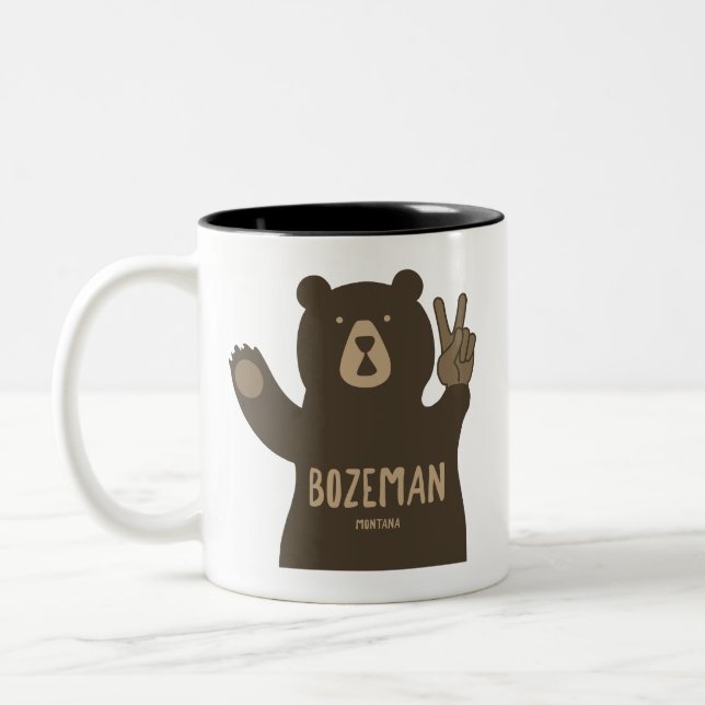 Tasse 2 Couleurs Bozeman Montana Peace Bear (Gauche)