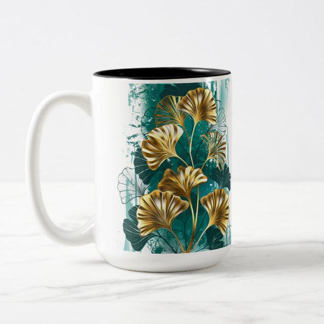 Tasse 2 Couleurs Branch with Golden Leaves Ginko Biloba (Gauche)