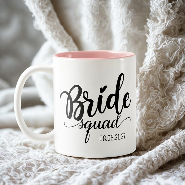 Tasse 2 Couleurs 'Bride Squad' écriture noire moderne personnalisée (Créateur téléchargé)