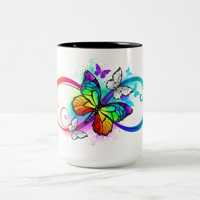 Tasse 2 Couleurs Bright infinity with rainbow butterfly (Centre)