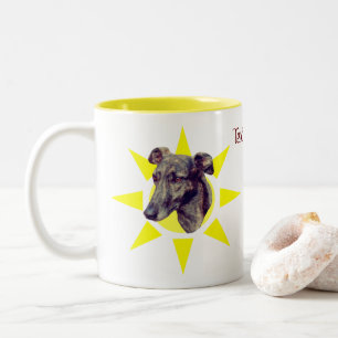 Tasse 2 Couleurs Brindle Greyhound Dog Face Personnalisé
