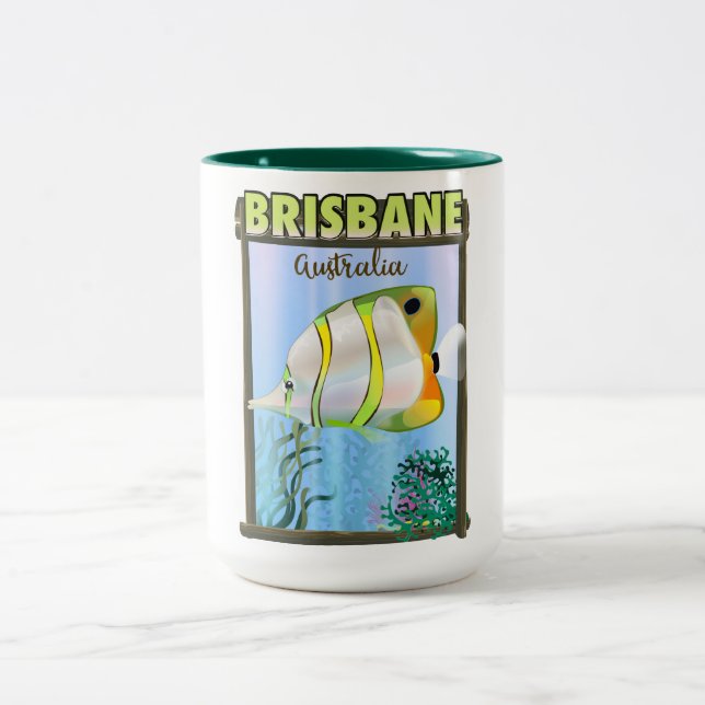 Tasse 2 Couleurs Brisbane Australie poster de voyage tropical (Centre)