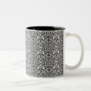 Tasse 2 Couleurs Brocard de dentelle en damas noir et blanc vintage