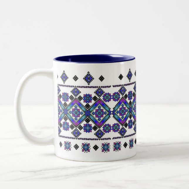 Tasse 2 Couleurs Broderie bleue (Gauche)