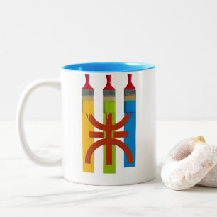 Tasse 2 Couleurs Brosse teintée peindre le drapeau amazigh style ét