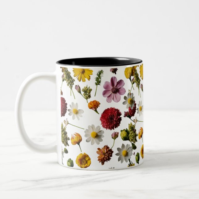 Tasse 2 Couleurs Brouillard à deux tons d'explosion florale (11 oz) (Gauche)