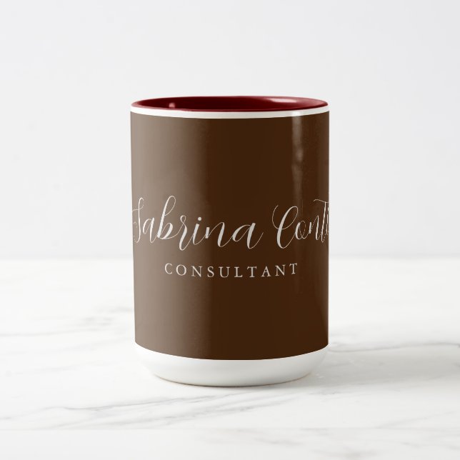 Tasse 2 Couleurs Brown Professional Calligraphie moderne tendance P (Centre)